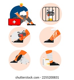 First aid of dog bites and scratch illustration.