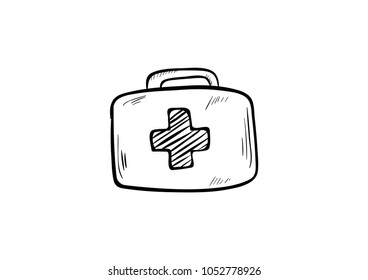 first aid doodle icon vector 