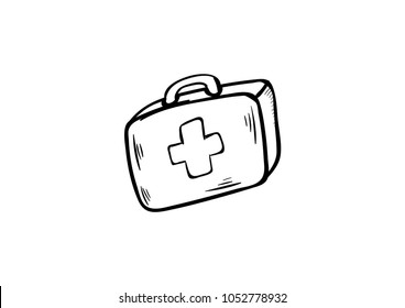 first aid doodle icon vector 