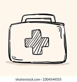 first aid doodle icon vector