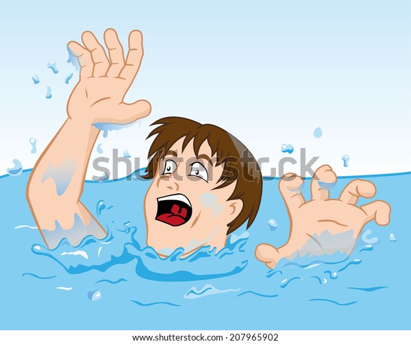 First Aid Drowning Person Struggling Water Stock Vector (Royalty Free ...