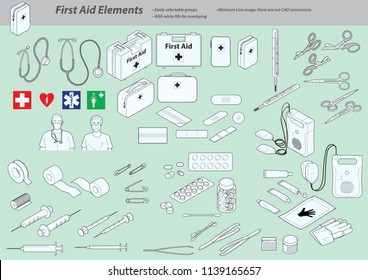 First Aid elements Isometric Library