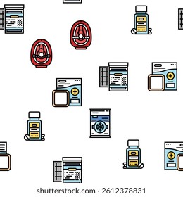 first aid emergency medical vector seamless pattern thin line illustration
