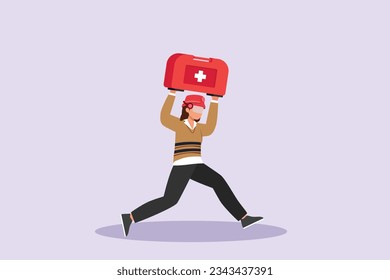 First aid. Emergency rescue concept. Colored flat vector illustration isolated. 