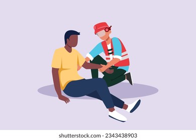 First aid. Emergency rescue concept. Colored flat vector illustration isolated. 