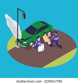 First aid Emergency response isometric 3d vector illustration concept for banner, website, illustration, landing page, flyer, etc.