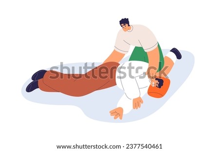 First aid for epilepsy seizure, attack. Help, treatment, rescue for unconscious fainted sick person. Emergency reanimation, falling sickness. Flat vector illustration isolated on white background Imagine de stoc © 