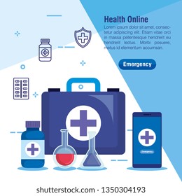 first aid with erlenmeyer flask and smartphone