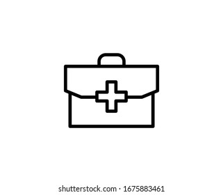 Primero y ayuda a un icono plano. Símbolo de esquema único de alta calidad para diseño web o aplicación móvil.  Primera y ayuda en las señales de línea delgada para el logotipo de diseño, tarjeta de visita, etc. Esquema pictograma EPS10