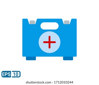 Icono de estilo plano de primeros auxilios aislado en fondo blanco. Símbolo médico para el diseño de su sitio web, aplicación, UI. Ilustración del vector, EPS 10.