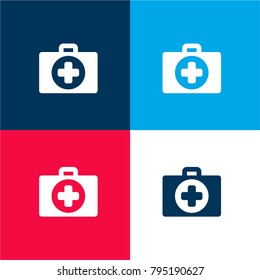 First Aid four color material and minimal icon logo set in red and blue
