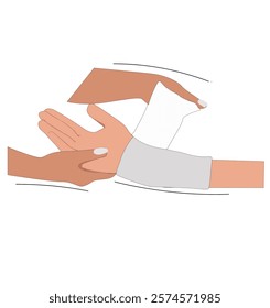 first aid hands doing dressing bandage. Ideal for medical,