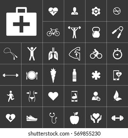 first aid. health icon set on gray background to use in web and mobile UI