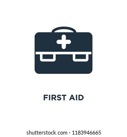 First aid icon. Black filled vector illustration. First aid symbol on white background. Can be used in web and mobile.