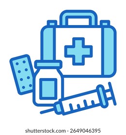 Icono de primeros auxilios Ilustración vectorial azul