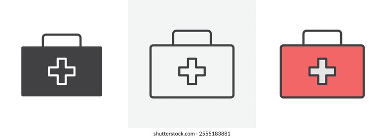 First aid icon collection in black and colored style.