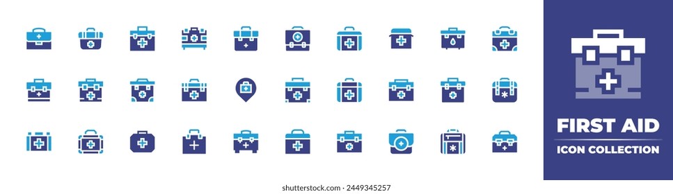 First aid icon collection. Duotone color. Vector illustration. Containing aidkit, firstaidkit, firstaid, firstaidcross.