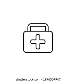 Vector de plantilla de diseño de iconos de primeros auxilios aislado. Ilustración del vector de iconos del kit de primeros auxilios. Ilustración vectorial de la bolsa médica