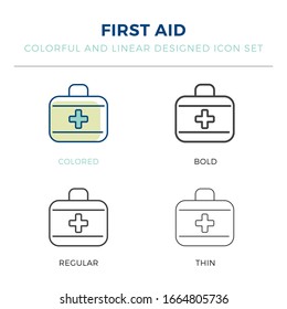 icono de primeros auxilios en diferentes ilustraciones vectoriales de estilo. los iconos vectoriales de primeros auxilios de color y negro diseñados en estilo relleno, contorno, línea y trazo pueden utilizarse para web, móvil, ui 