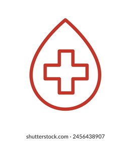 first aid icon, drop of blod and white cross	