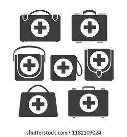 First aid icon. Emergency box hilfe symbol with cross sign, vetor illustration