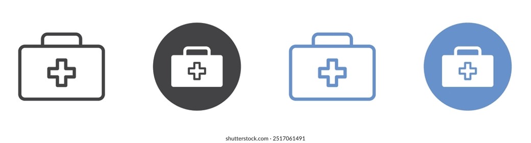 First Aid Icon flat line symbol set.