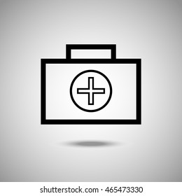 First aid icon. Flat style. Grey background. Symbol for web design and mobile. Vector illustration.