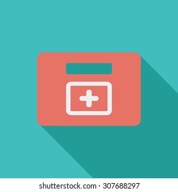 First aid icon. Flat vector related icon with long shadow for web and mobile applications. It can be used as - logo, pictogram, icon, infographic element. Vector Illustration.