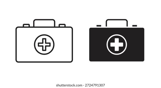 First aid icon in line design and solid black and white colors for designs
