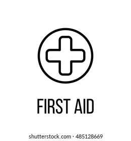 First aid icon or logo in modern line style. High quality black outline pictogram for web site design and mobile apps. Vector illustration on a white background. 