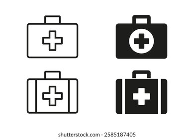 First aid icon. Medical help vector set. First aid kit. Medicine aid sign. First help vector icons.