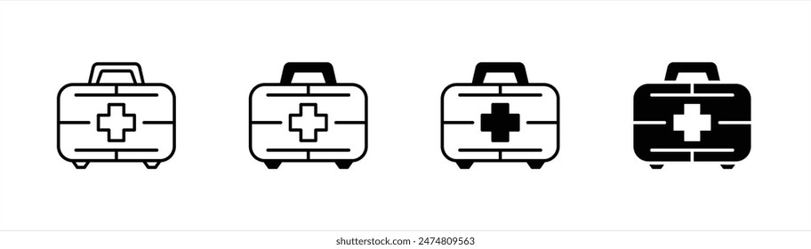 first aid icon set. medical briefcase, medic emergency icon symbol sign. vector illustration