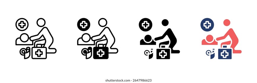 First Aid icon sheet multiple style collection