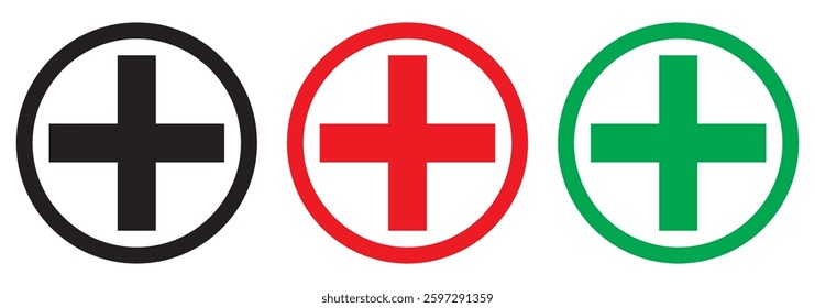 First Aid icon symbol. Emergency medicine concept. First Aid kit icon in linear style on white background. Use Red, Green, Black and white color  Medical symbol. Variety Design.