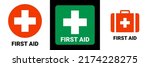 First aid icon symbol. Vector cross safety medic treatment ambulance first aid help