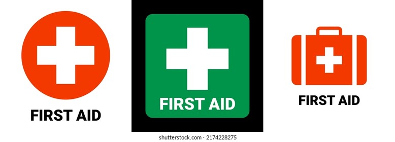 First aid icon symbol. Vector cross safety medic treatment ambulance first aid help