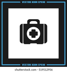 First aid icon vector illustration eps10. Isolated badge medical briefcase for website or app - stock infographics