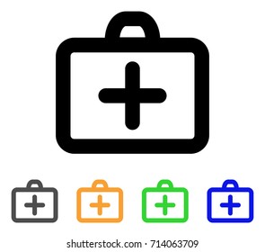 First Aid icon. Vector illustration style is a flat stroke iconic first aid symbol with black, gray, green, blue, yellow color variants. Designed for web and software interfaces.