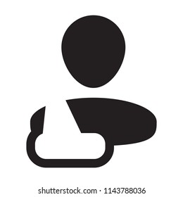 First aid icon vector of male person profile avatar symbol for injury medical treatment for patient in flat color glyph pictogram illustration