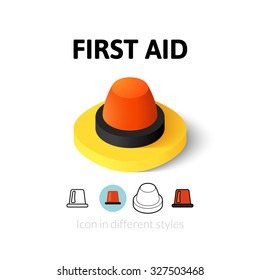 First aid icon, vector symbol in flat, outline and isometric style