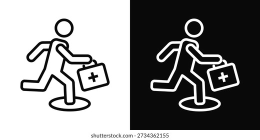 Erste-Hilfe-Symbol weißer und schwarzer Hintergrund