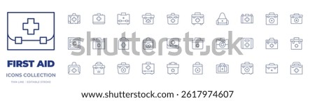 First aid icons collection. Thin Line icons, editable stroke. medical kit, first aid kit.