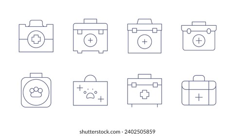 Iconos de primeros auxilios. Trazo editable. Contiene botiquín de primeros auxilios, caja de primeros auxilios, primeros auxilios.