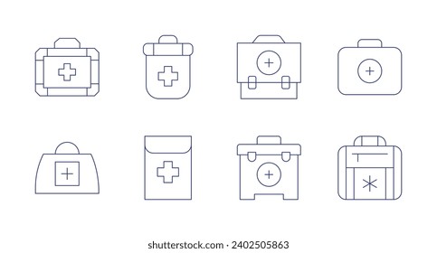 First aid icons. Editable stroke. Containing aid kit, first aid kit.