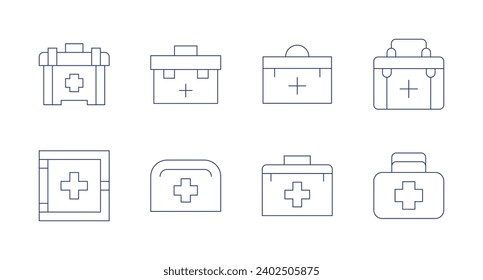 First aid icons. Editable stroke. Containing first aid kit, medicine cabinet.