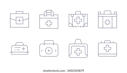 First aid icons. Editable stroke. Containing first aid kit, first aid cross, first aid.