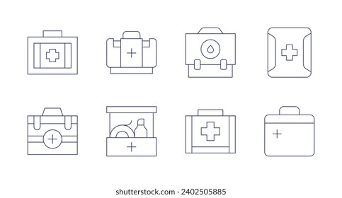 First aid icons. Editable stroke. Containing medical kit, first aid kit.