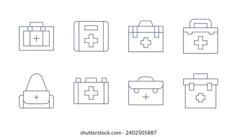 First aid icons. Editable stroke. Containing medical kit, first aid kit.