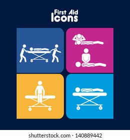 first aid icons over blue background vector illustration