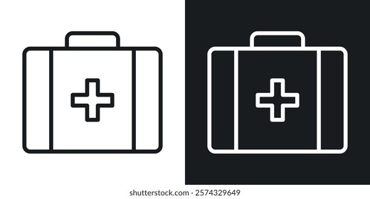 First aid icons in thin black and white stroke liner style